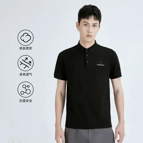高端刺绣polo衫男短袖夏季潮牌冰丝宽松商务休闲高端复古翻领t恤商品大图