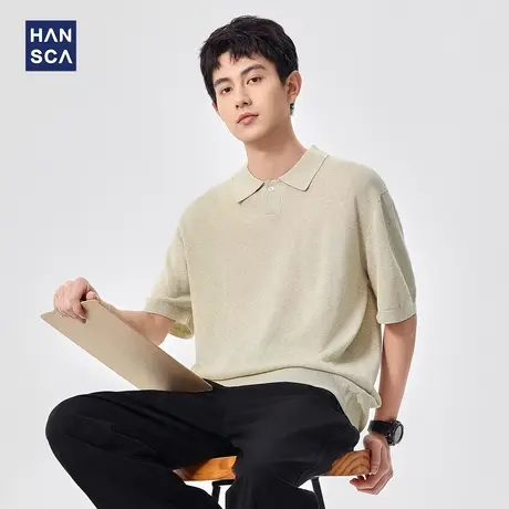hansca 莱赛尔天丝凉感短袖t恤男2025夏季7A抗菌纯色亚麻半袖上衣商品大图