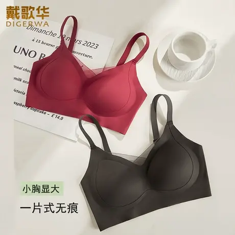 戴歌华小胸聚拢女士内衣无钢圈一片式无痕舒适性感蕾丝文胸中厚杯商品大图