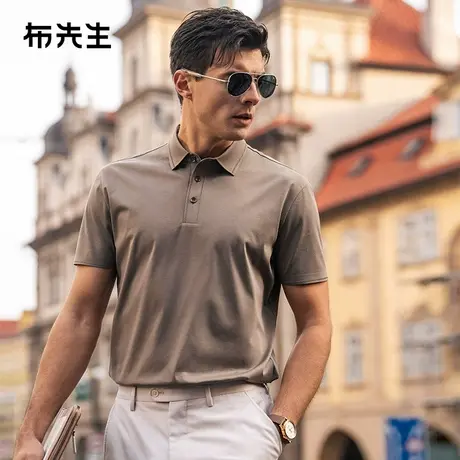 MrBu布先生翻领纯色双面布T恤男2025春夏透气三粒扣短袖AT16050商品大图