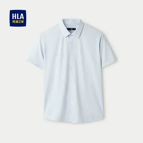 HLA/海澜之家条纹短袖休闲衬衫2025春夏新款宽松时尚印花衬衣男商品大图