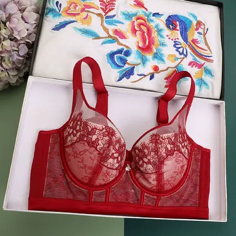 美容院新薄款文胸聚拢调整型无海绵文胸收副乳大码五排扣女士内衣商品大图