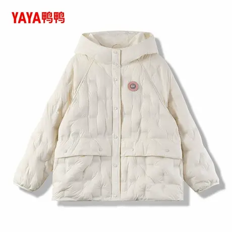 鸭鸭正品轻薄羽绒服女2024年秋冬新款短款百搭连帽保暖鸭绒外套图片
