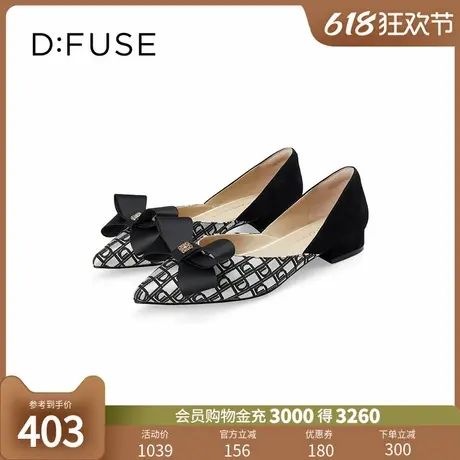 Dfuse迪芙斯2024春夏季新款银色闪钻蝴蝶结平底单鞋DF41111068图片