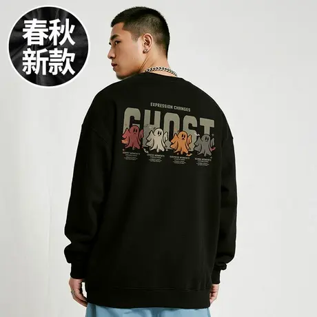 【大码男装】200-300斤大码男装潮男复古加肥加大码圆领卫衣春秋商品大图