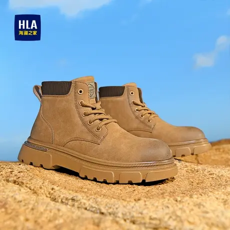 HLA/海澜之家男鞋新款秋季时尚高街厚底高帮工装鞋百搭大黄靴户外商品大图