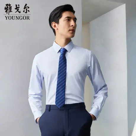 雅戈尔奥莱 商场同款男士长袖衬衫秋季新款官方商务休闲免烫衬衫商品大图