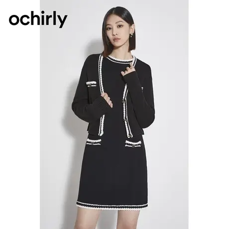 【品牌甄选】欧时力 澳洲羊毛小香风针织外套 2023新款秋装设计感图片