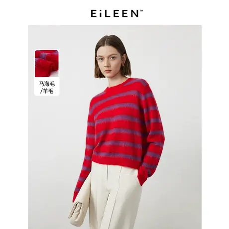 【意大利设计】朗姿纯羊毛法式高级感长袖毛针织衫2023年冬季新款商品大图