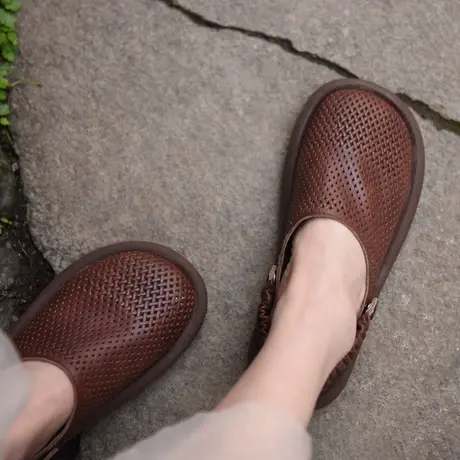 Artmu阿木原创复古镂空包头凉鞋平底2023年女新款两穿拖鞋夏外穿商品大图