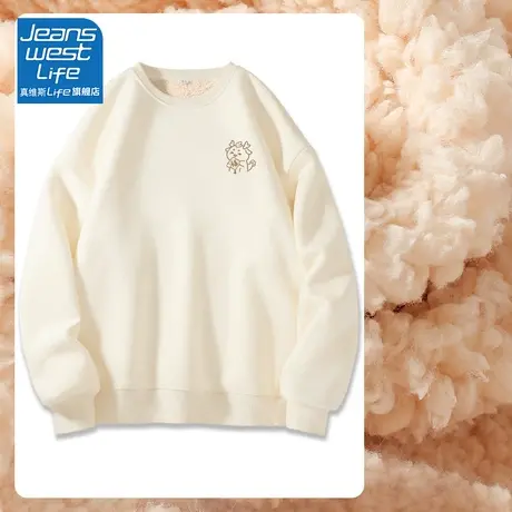 真维斯LIFE外套女新款2023爆款流行上衣加绒加厚韩系慵懒风卫衣商品大图