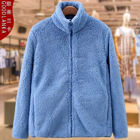 加肥加大码胖妈妈秋冬加绒摇粒绒外套宽松洋气加厚保暖立领卫衣女商品大图