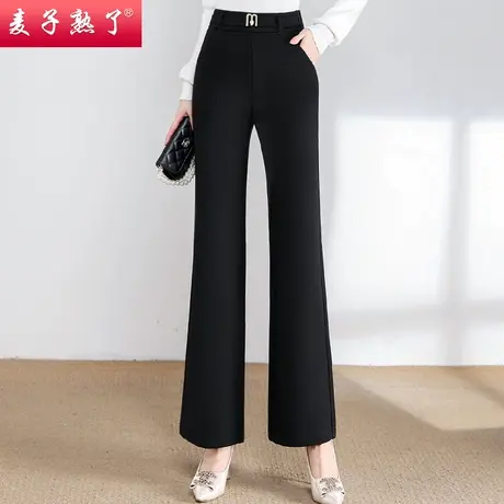 妈妈春秋新款裤子老年人松紧腰直筒裤中老年女装时尚阔太太长裤商品大图