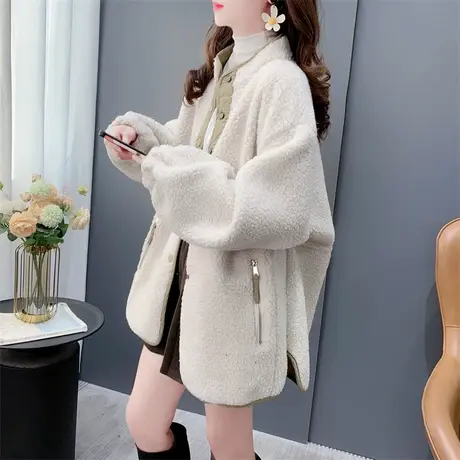 秋冬新款韩版宽松羊羔毛绒外套女加厚宽松高级感皮毛一体保暖上衣商品大图