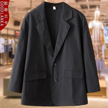 加肥加大码中年妈妈春秋西服宽松洋气气质休闲黑色小个子西装外套图片