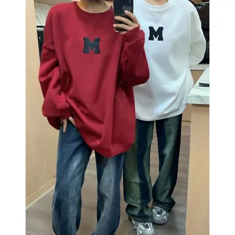 美式hiphop高街情侣潮ins卫衣女加绒加厚chic韩系大码长袖外套冬商品大图