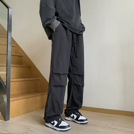 冰丝速干降落伞兵裤子男夏季薄款运动冲锋裤直筒阔腿工装休闲长裤商品大图