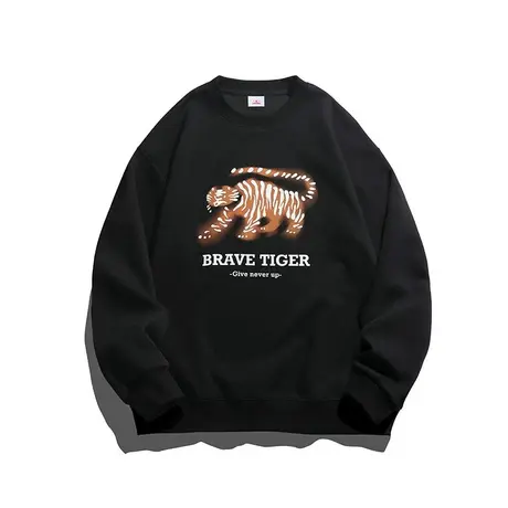 秋冬季印花圆领套头tT恤卫衣男士2024年新款内搭上衣打底衫春秋款图片