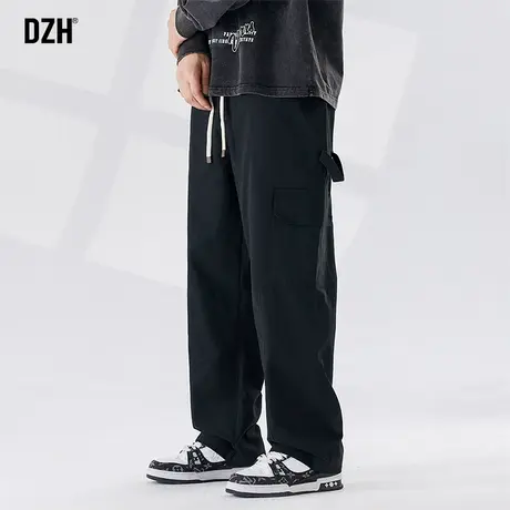 男士黑色直筒休闲裤男秋季2024新款日系工装裤伐木裤纯棉裤子男款商品大图