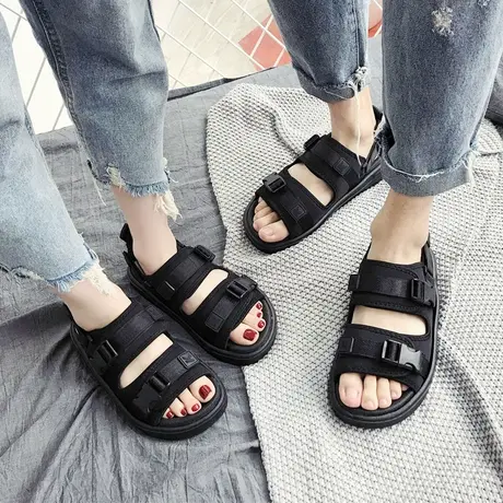 情侣拖鞋女夏时尚外穿平底一字拖韩版网红沙滩凉拖海边度假凉鞋潮商品大图