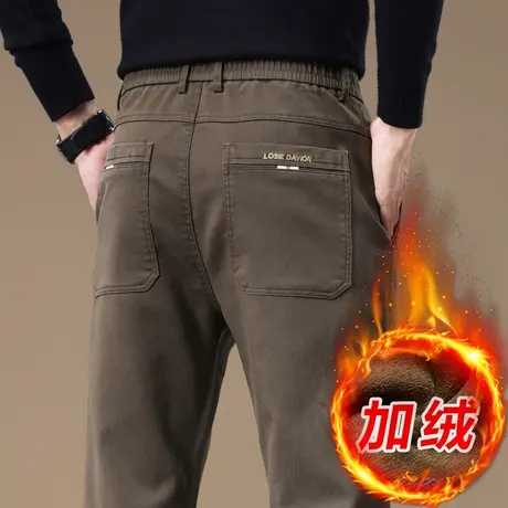 保暖抗寒加绒裤秋冬款男士商务西裤冬季2024新款加厚抓绒休闲裤子商品大图
