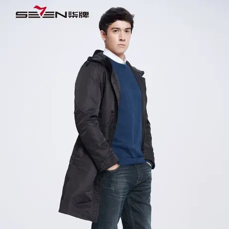 【清仓】柒牌棉衣外套男士时尚连帽中长款青年休闲防风棉服装保暖图片