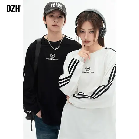 特别的情侣装卫衣美式复古t恤男长袖纯棉春季插肩袖上衣2024新款商品大图