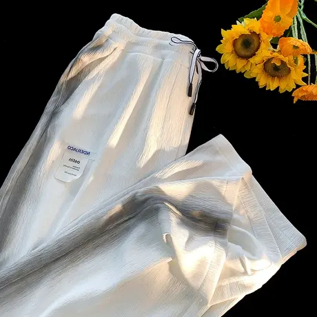 阔腿裤女夏季薄款宽松高腰垂感直筒裤设计感小众运动扎染裤子春秋商品大图