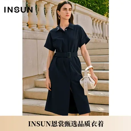 INSUN恩裳夏季X型弹力搭配腰带不易皱衬衫裙图片