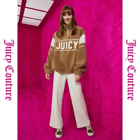 Juicy Couture橘滋初秋冬新款栗子曲奇绣花毛绒女式外套图片