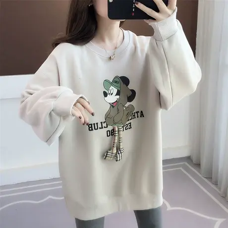 中长款卡通减龄印花卫衣女2023春秋新款慵懒宽松大码百搭长袖上衣图片