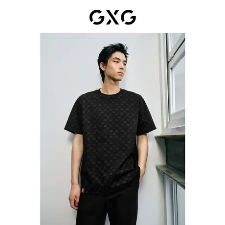 【龚俊心选】GXG男装 时尚满印舒适精致休闲圆领短袖T恤 夏季商品大图