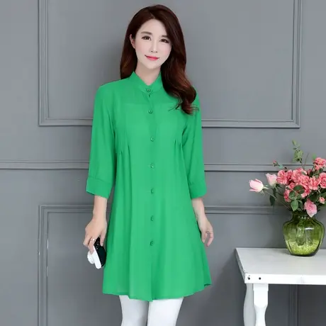 防晒衣女七分袖夏季中长款雪纺开衫大码披肩薄外套薄款纯色空调衫商品大图