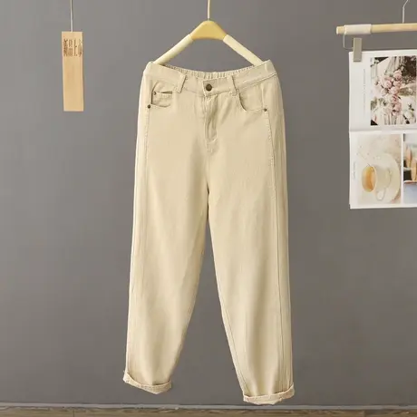 牛仔哈伦裤女春秋季2023新款高腰显瘦九分休闲西裤通勤裤子萝卜裤图片