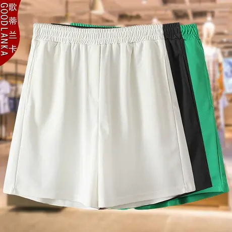 夏装大码200斤休闲运动短裤洋气时尚年轻妈妈松紧高腰阔脚短裤子商品大图