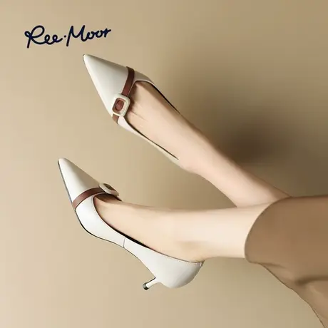 REEMOOR睿慕羊皮尖头法式细跟气质百搭通勤职场工作高跟鞋单鞋女商品大图