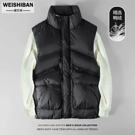 2023冬季纯色羽绒马甲男士坎肩高级感超轻保暖90绒面包服羽绒外套图片