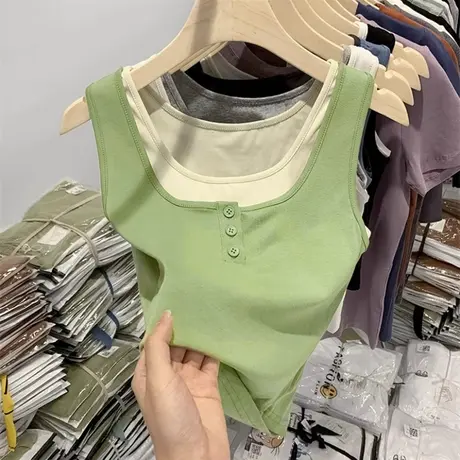 设计感假两件吊带背心女早春夏装修身短款无袖上衣内搭外穿打底衫商品大图