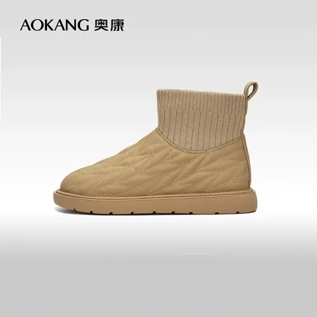 【门店发货】奥康女鞋 冬季新款加绒雪地靴时尚保暖可外穿图片