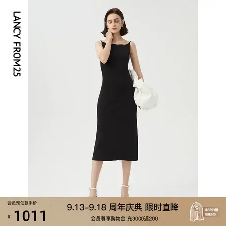 朗姿法式赫本风小黑裙春夏季新款黑色吊带连衣裙子气质显瘦女长裙图片
