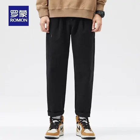 【纯棉】罗蒙男士时尚牛仔裤2023秋季新款百搭工装宽松直筒裤长裤商品大图