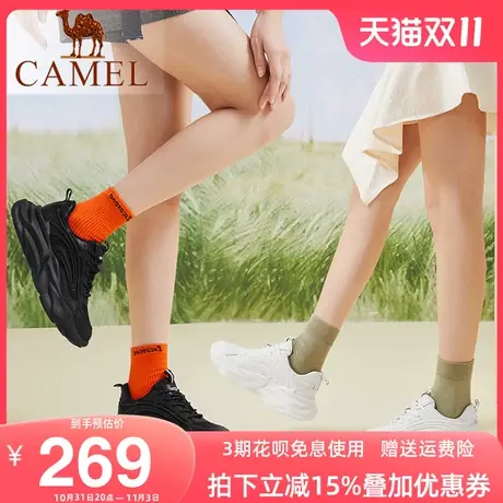 骆驼2023年新款夏季透气增高ins厚底休闲老爹鞋女百搭运动小白鞋商品大图