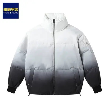 雅鹿扎染2023新款立领加厚羽绒服男士潮流短款保暖面包服帅气外套图片