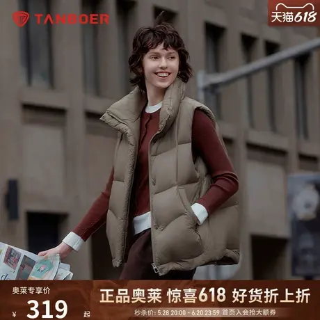 坦博尔24秋季新款羽绒马甲时尚叠穿女款立领纯色品质大码坎肩背心图片