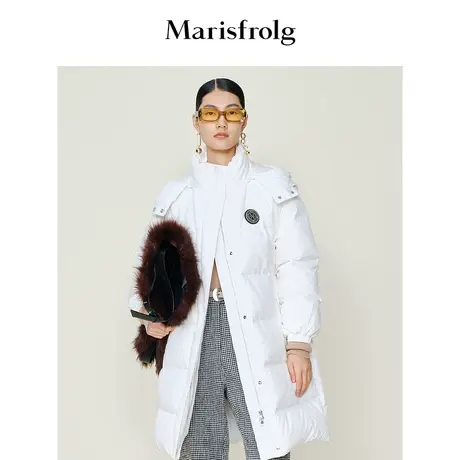 【大白鹅羽绒服】玛丝菲尔冬季新款白色连帽收腰防风泡芙羽绒服商品大图