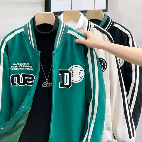 鹿皮绒美式棒球服男vintage立领夹克ins潮牌飞行员男生春秋外套潮图片