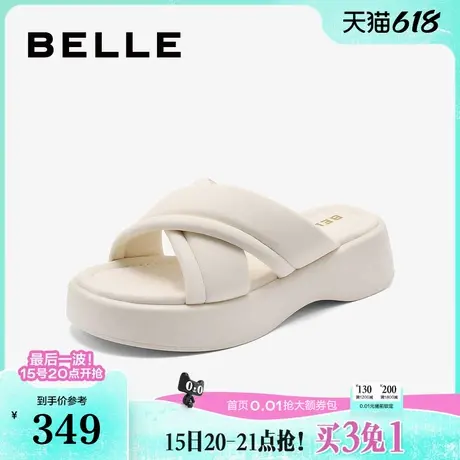 百丽厚底沙滩拖鞋女鞋子新款可外穿休闲拖鞋B1929BT4商品大图