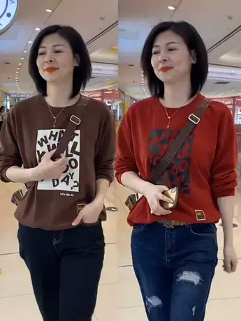 圆领卫衣女2023新款小个子薄款短款字母印花春秋宽松套头百搭上衣商品大图