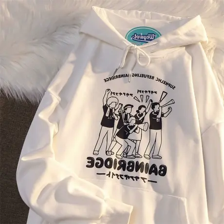 vintage美式早秋新款卫衣女宽松日系大码连帽炸街外套嘻哈潮ins酷商品大图