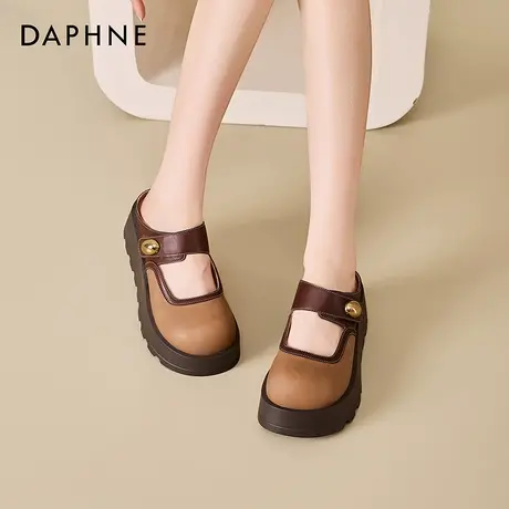 Daphne/达芙妮厚底增高凉拖外穿一脚蹬夏季新款女穆勒鞋包头拖鞋图片